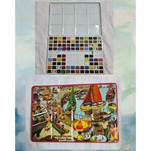 Vintage Page London Watercolour Paint Tin Box Harbor Scene, Made In England